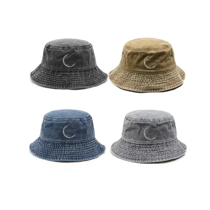 Chapeau de pêcheur - Ajustement réglable, fabriqué en matériau adhésif, avec un motif lune, adapté aux activités de plein air et