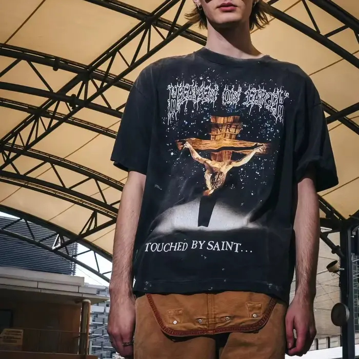 Saint Michael – T-shirt à manches courtes et col rond pour homme, imprimé créatif, lavé, pour couple, Ropa Hombre