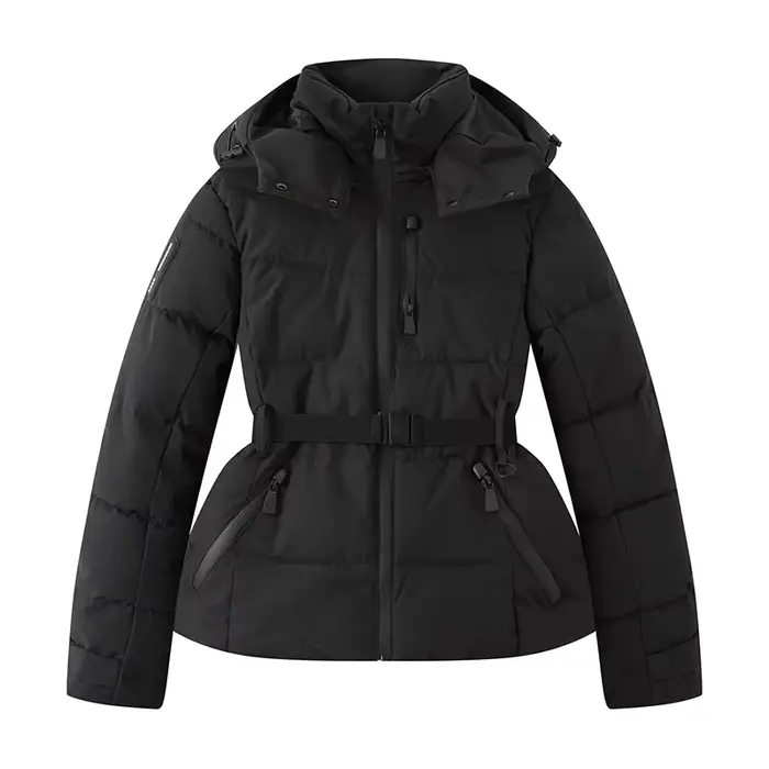 Manteau parka sport rembourré pour femmes avec capuche et ceinture élégant pour hiver occasions spéciales