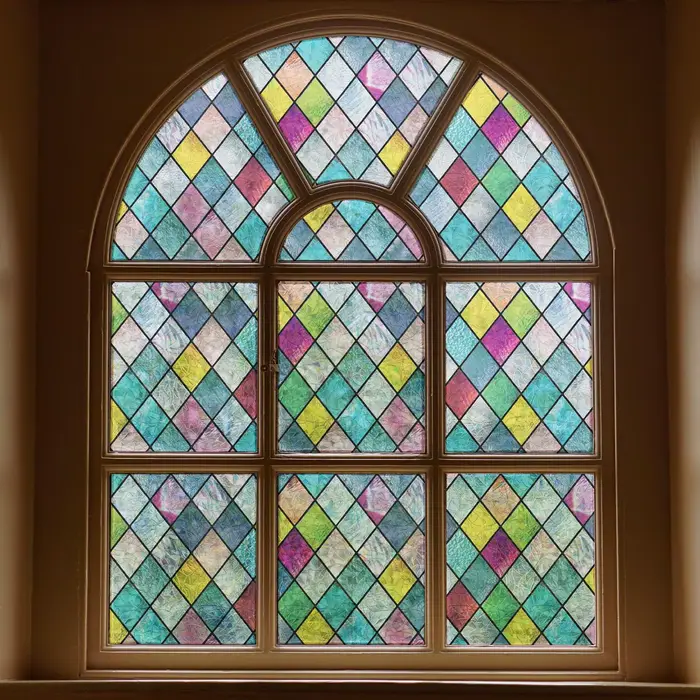 Film de fenêtre en vitrail, films de confidentialité pour vitres, teinte de fenêtre en treillis colo