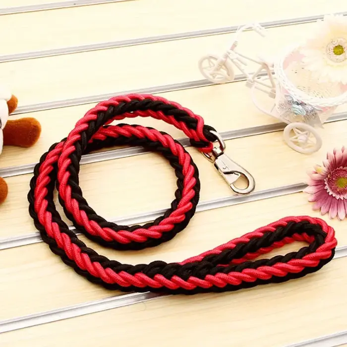 Laisse en nylon pour chiens de taille moyenne et grande, collier de chien réglable, double couleur, 