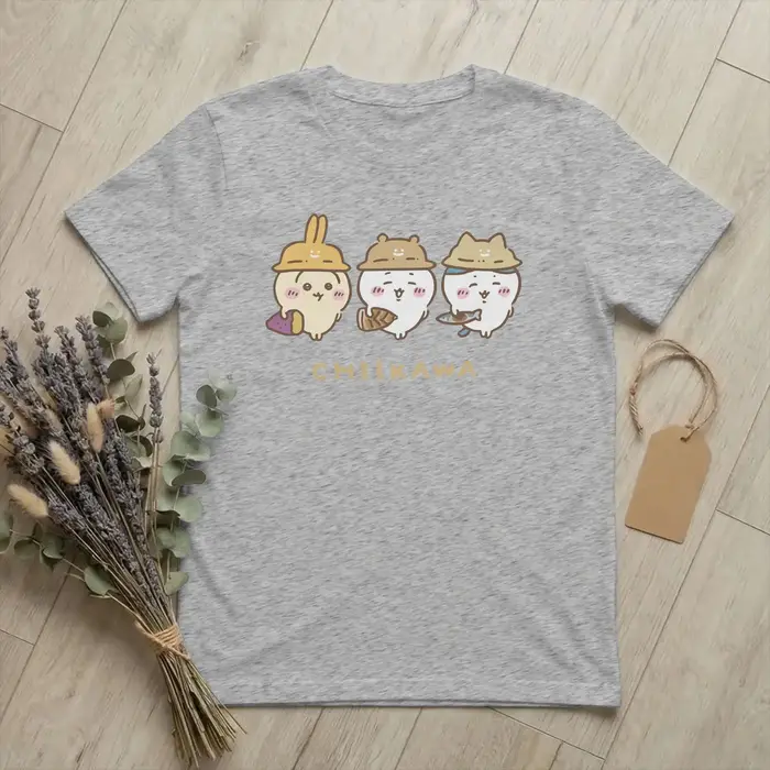 Kawaii Chiikawas and Friends Hachiware Usagi T-Shirt pour hommes, col rond, manches courtes, chemise