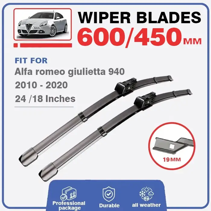 Jeu de balais d'essuie-glace avant et arrière, pour Alfa Romeo giliketta 940 2010 – 2020 pare-brise 