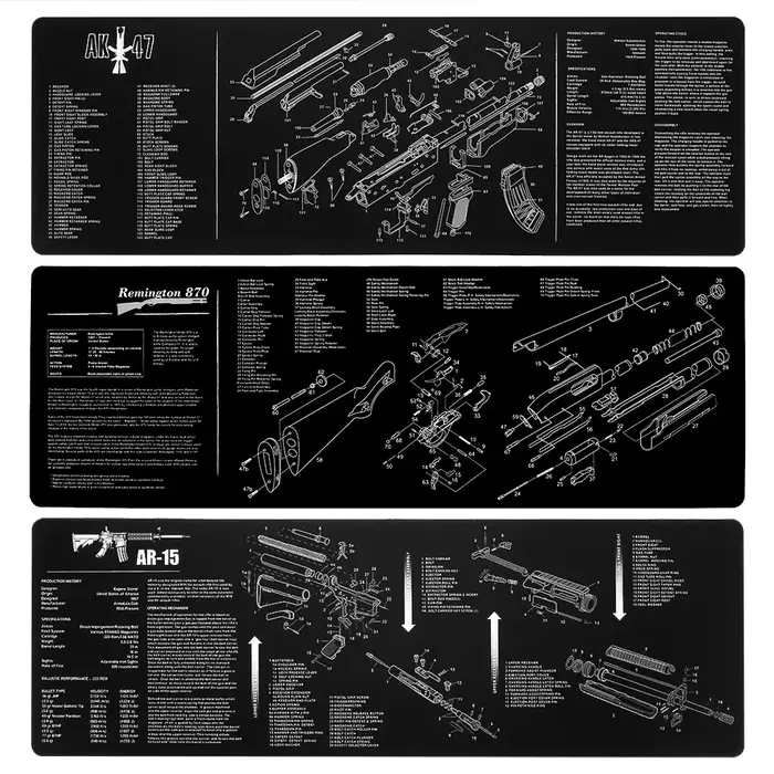 15 AK47 Remington 870 Livres Polymères en caoutchouc "36x12" Taille Armurier avec diagramme de pièces et instructions