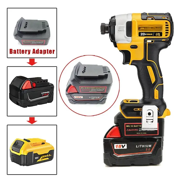 Adaptateur de batterie convertisseur pour batterie Li-ion Milwaukee 18V, converti en batterie Li-ion