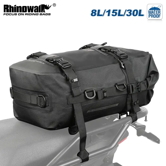 Bal inowalk-Sacoche Arrière de Moto, 8L/15L/30L, 100% Étanche, Précieux pour Siège Latéral de Moteur