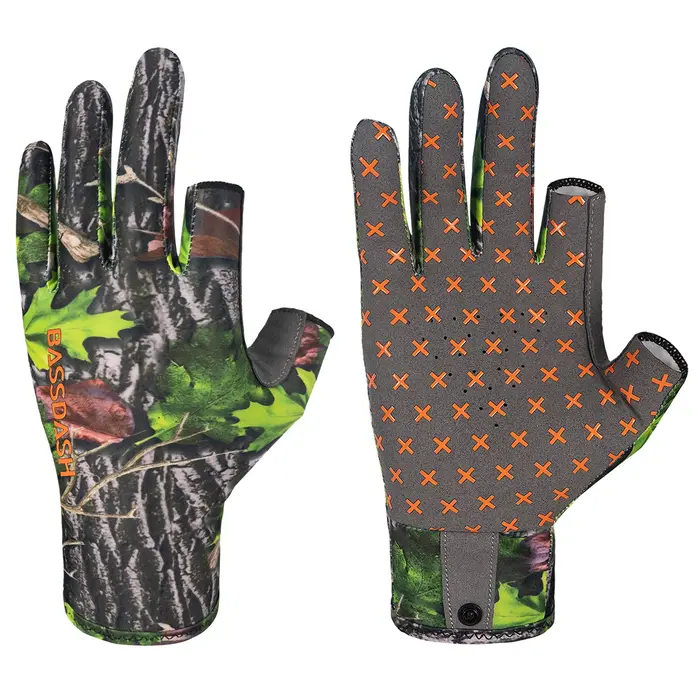 Gants camouflage doigtés Bassdash unisexe chasse début saison UPF 50+ pêche photographie été