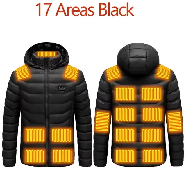 Parka homme hiver chaud USB vestes chauffantes Thermostat intelligent couleur Pure à capuche vêtemen