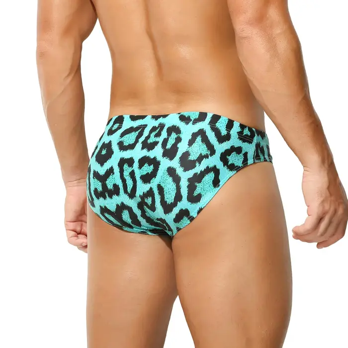 Maillot de bain pour hommes, slip de bain, Bikini, Sexy, léopard, sous-vêtements élastiques, taille 