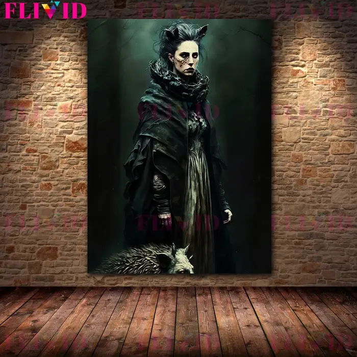 Sanglier elfe fille dans la Jungle gothique horreur Art affiche et impression décor à la maison