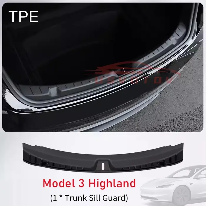 Pour Tesla Nouveau Modèle 3 Highland 2026-2024 Bande de seuil de coffre en TPE Tapis de protection d