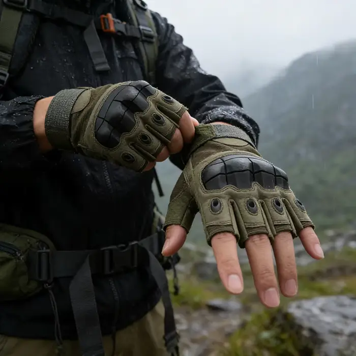 Gants tactiques mi-doigts homme mesh respirant softshell pour tir randonnée équipement outdoor