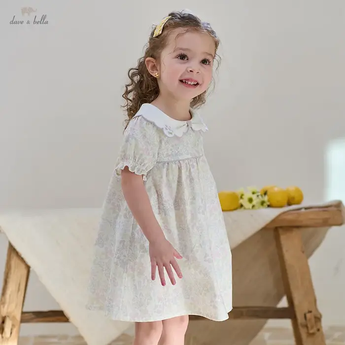 Dave Bella filles bébé robe été mode décontracté doux mignon imprimé enfants coton mince princesse r
