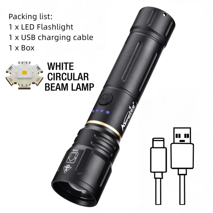 Lampe torche rechargeable Alonefire Zoom haute puissance, lumière rouge, bleue, verte et blanche, po