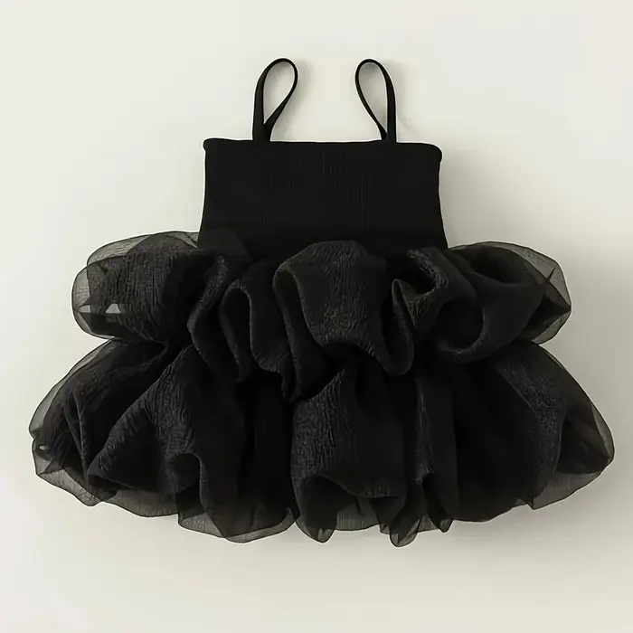 Robe Tutu noire élégante sans manches pour filles, robe de princesse pour bébé, vêtements d'été trap