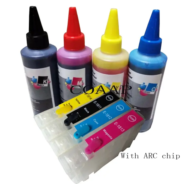 Cartouche rechargeable T1811 T1816 18XL pour imprimante EPSON XP 30 102 302 402 202 305 205 212 405 312 412 415 215 + 400 ml d'encre colorante