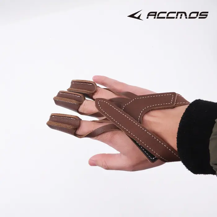 Gant d'archerie trois doigts en cuir - Protection main pour arc traditionnel, recurve et longbow chasse