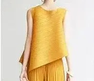T-shirt court plissé Ata Yake pour femme, design fouet, niche féminine, haut asymétrique, grande tai