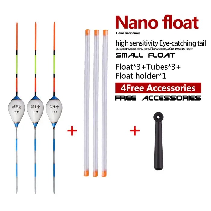 3 pièces Nano flotteur de pêche + 3 tubes de bouée + 1 support de flotteur flotteur de pêche en eau 