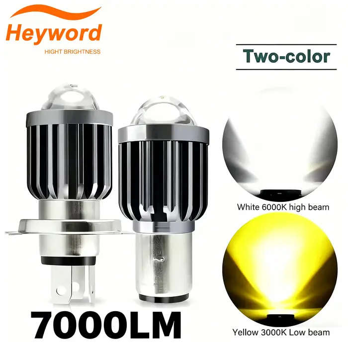 Ampoules de phares de moto, 10000lm H4 LED H6 BA20D 70000LM, lentille CSP blanc jaune, lampe Hi Lo, 