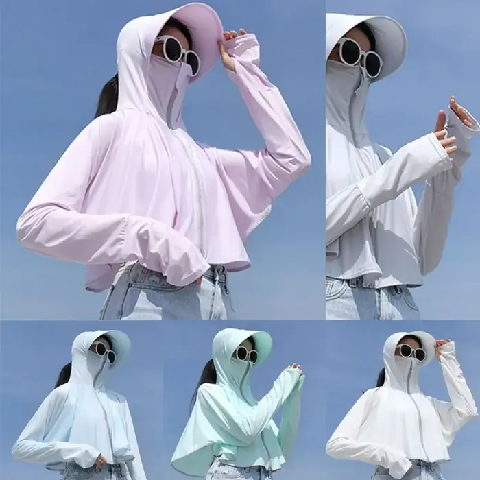 Veste fine à manches longues pour femmes en soie protection solaire UV pour vélo, randonnée, sports de plein air et occasions spéciales