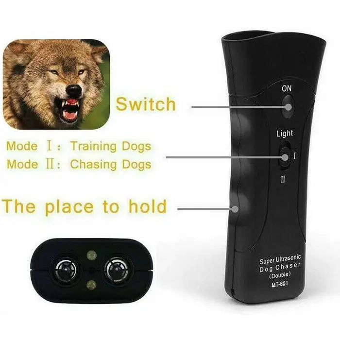 Répulsif ultrasonique pour chiens portable avec lanière et indicateur LED pour contrôler l'aboiement et l'entraînement en plein air et à la maison
