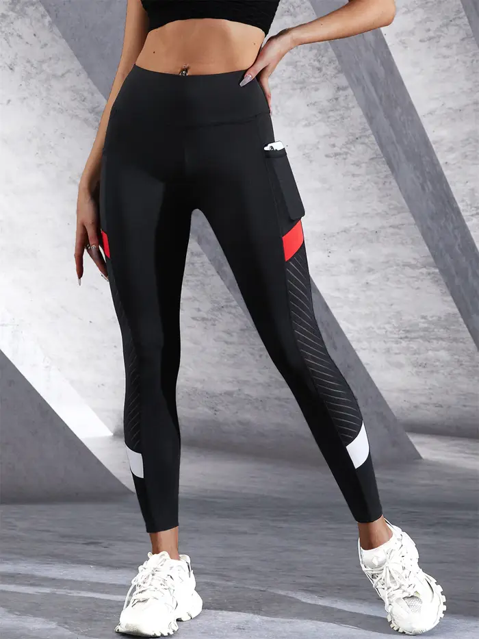 Pantalon de Yoga taille haute en maille colorée avec poches latérales, Leggings pour femmes, contrôl