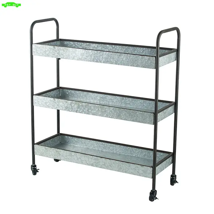 Étagère Galvanisée à 3 Niveaux, 35x12.5x40 Pouces