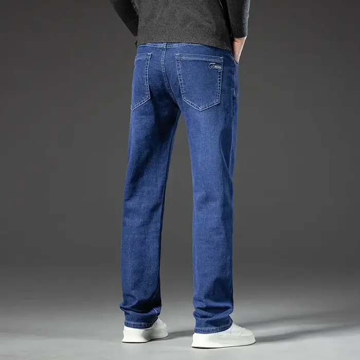 Jean droit en Denim pour hommes, pantalon en Denim, Style classique, extensible, décontracté, grande