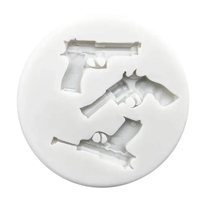Moule en silicone en forme de pistolet pour pâtisserie et décoration de gâteaux pour occasions spéciales et événements familiaux