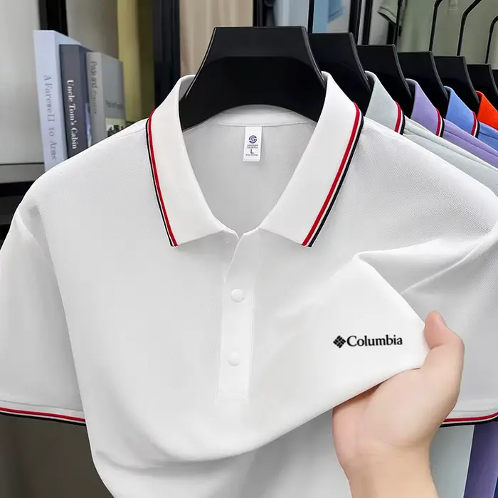 Polo rayé pour homme style Columbia été 2026 – T-shirt décontracté à manches courtes en tissu anti-plis et doux pour la peau