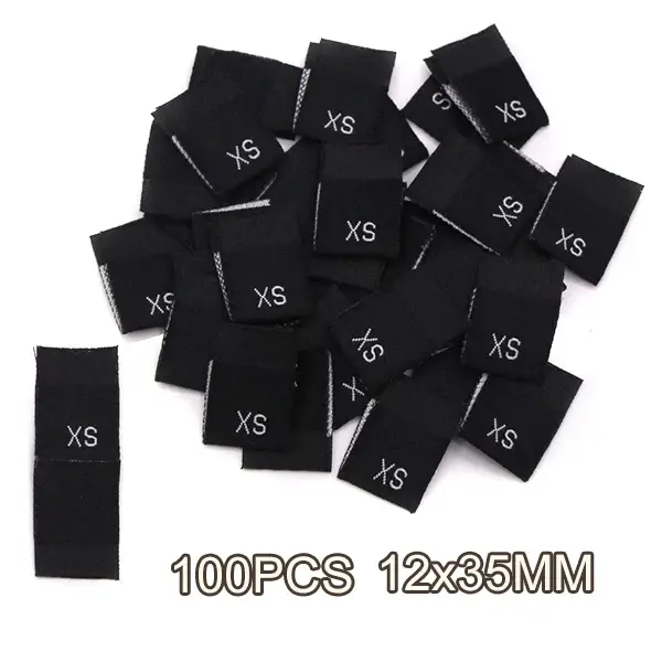 100 pièces étiquette de taille de vêtements noir blanc XS S M L XL 2XL 3XL 4XL étiquettes de vêtemen