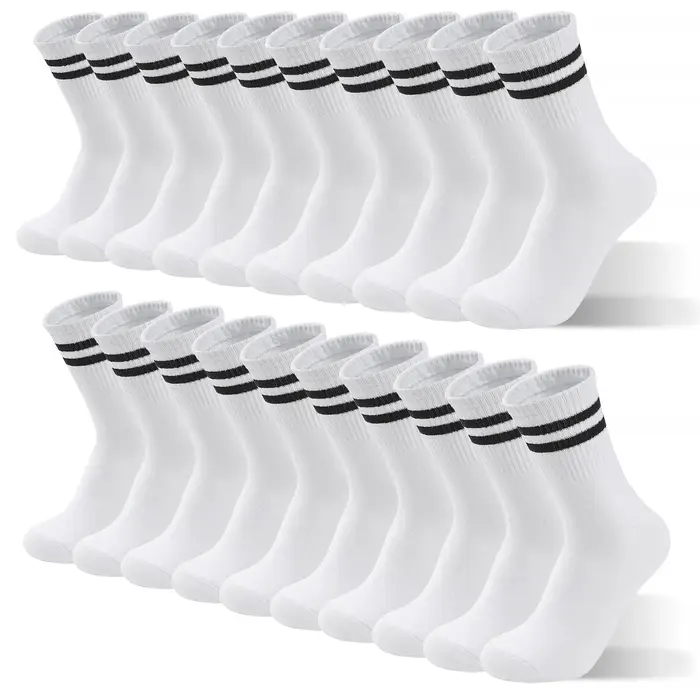 Chaussettes casual chasse 5 paires rayées crew blanc respirantes confort sport style moderne