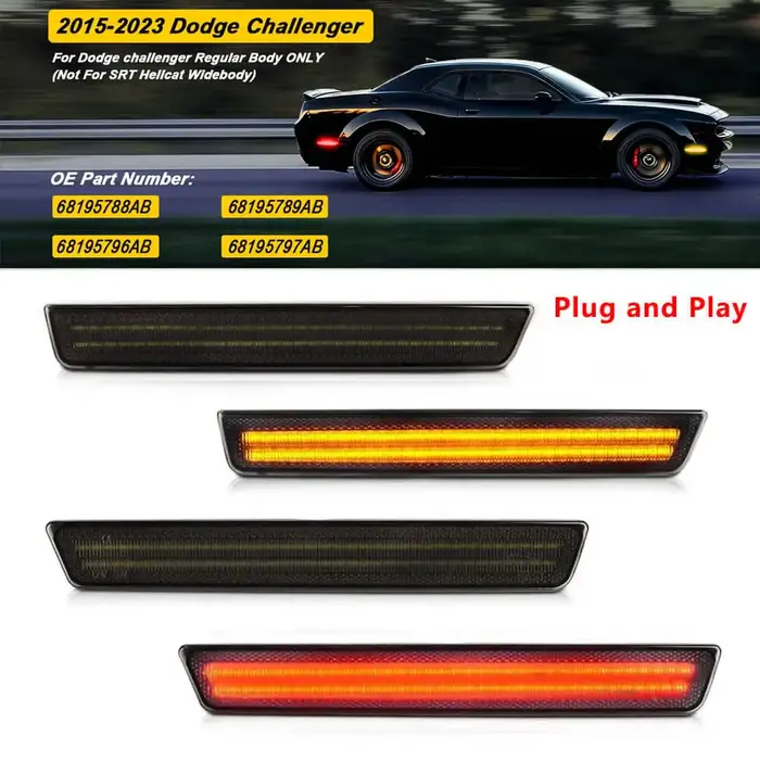 Feux de position latéraux LED pour pare-chocs avant et arrière rouge ambre de voiture, pour Dodge Ch