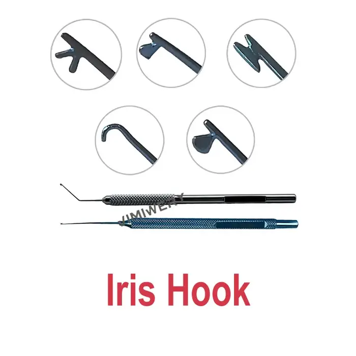 Kuglen Iris Hook and Lens Manipulateur Jaffe-Knolle Iris Hooks Instruments chirurgicaux ophtalmiques