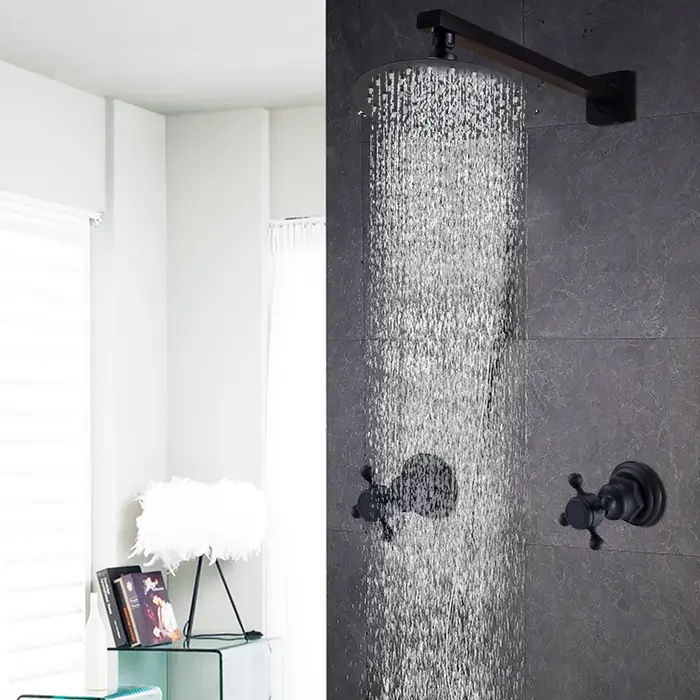 HOShower-Pommeau de douche à effet pluie noir avec assujetde centre commercial