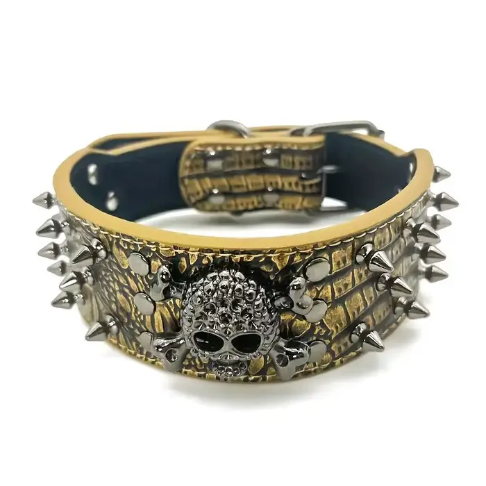 Collier pour chien en cuir clouté avec laisse, en cuir PU durable et élégant, idéal pour l'entraînem