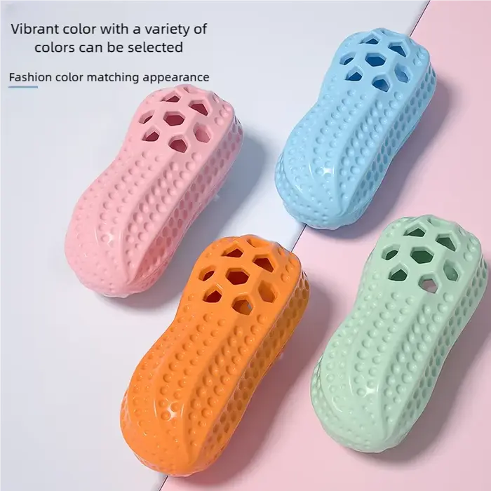 Jouet à mâcher durable en TPR en forme d'arachide pour chien avec effet sonore