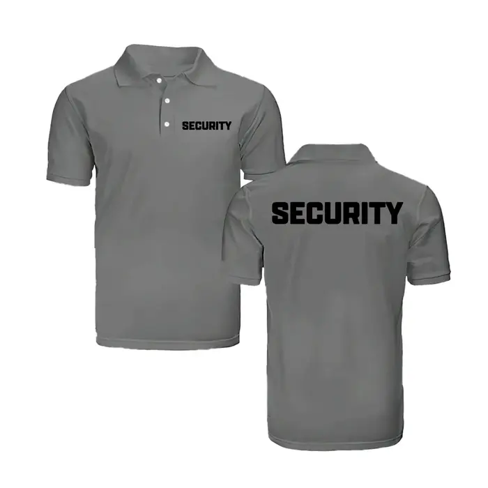 Classique Agent de Sécurité Hommes Solide Couleur Logo Personnalisé Polo Casual Polyester Léger Doux