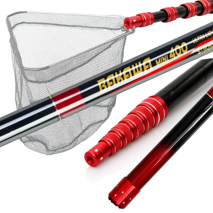 BAKAWA léger télescopique en Fiber de carbone pêche filet d'atterrissage poisson étendu pliable pôle