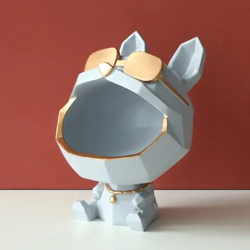 Sculpture en résine pour chien, Statue d'animal à grande bouche pour décor avec boîte de rangement p