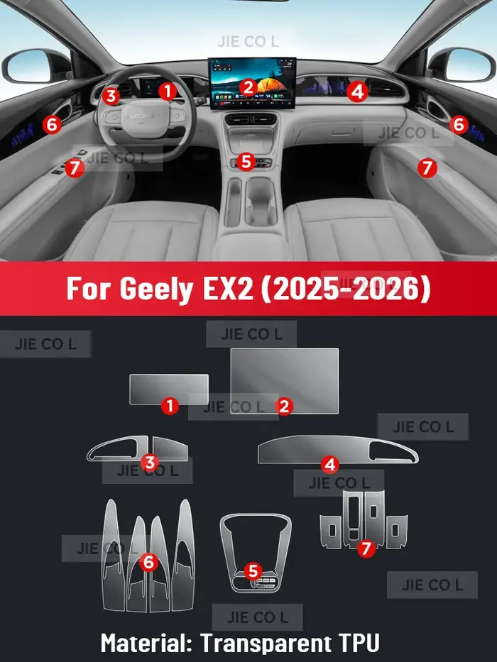 Film de protection intérieur en TPU pour GEELY EX2 2025 2026, couverture anti-rayures pour écran de 
