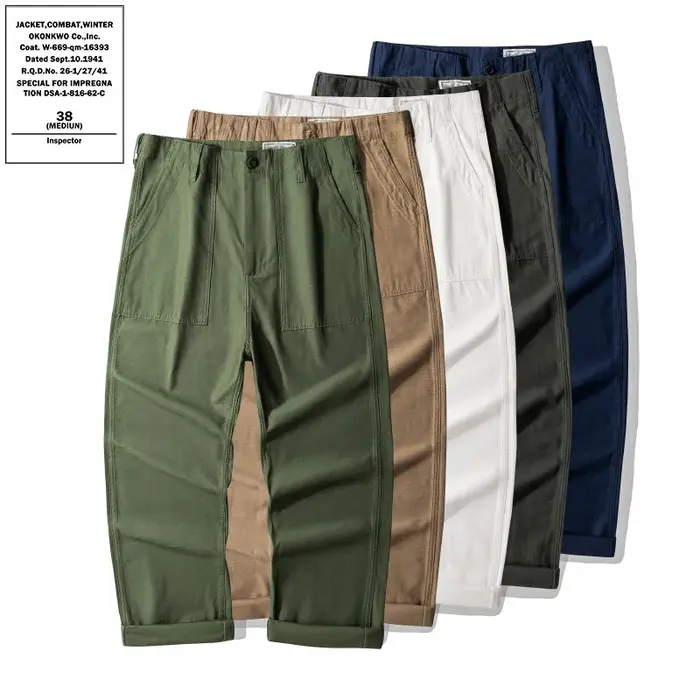 Pantalon American Vintage OG-107 pour homme, 100% coton, satiné lavé, poids lourd, pantalon de trava