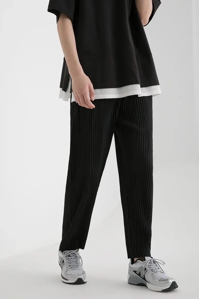 Pantalon Miyake pour hommes, pantalon droit, décontracté, à la mode, ample, style coréen, vêtements 