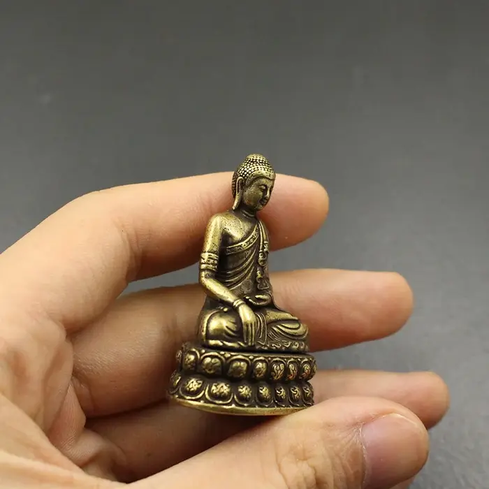 Bouddha Sakyamuni en laiton, figurine d'Auckland, l'inventaire, ornement de bureau, antique, cuivre,