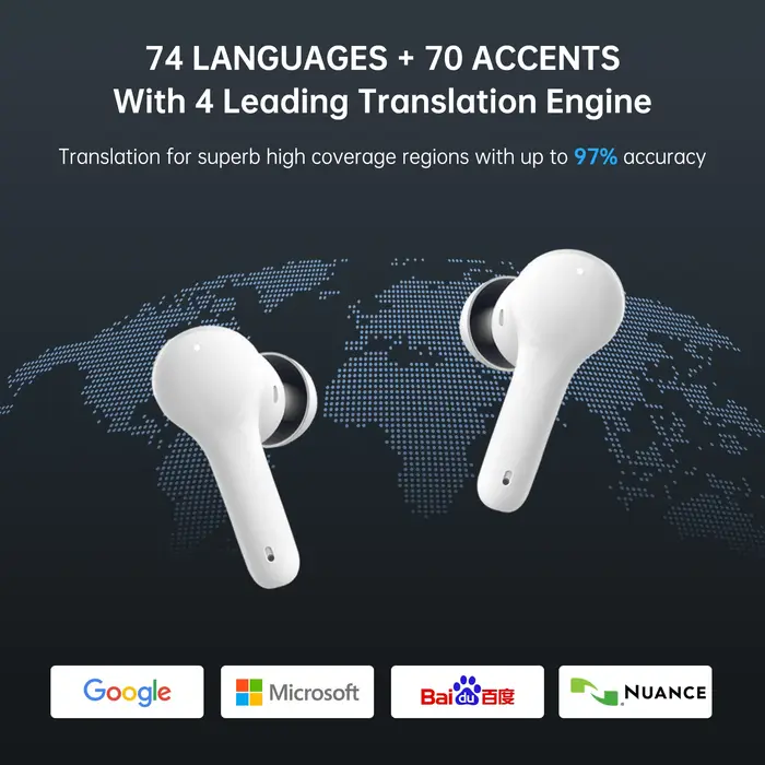 Écouteurs traducteur Wooask M6 144 langues traduction bidirectionnelle instantanée hors ligne casque