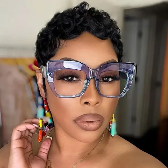 Lunettes de chasse femme surdimensionnées carrées anti-lumière bleue - Monture luxe française pour randonnée
