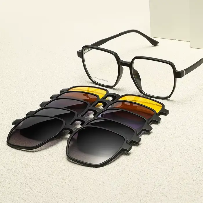 Lunettes de soleil polarisées magnétiques pour la conduite de vision nocturne pour hommes, 5 clips, 