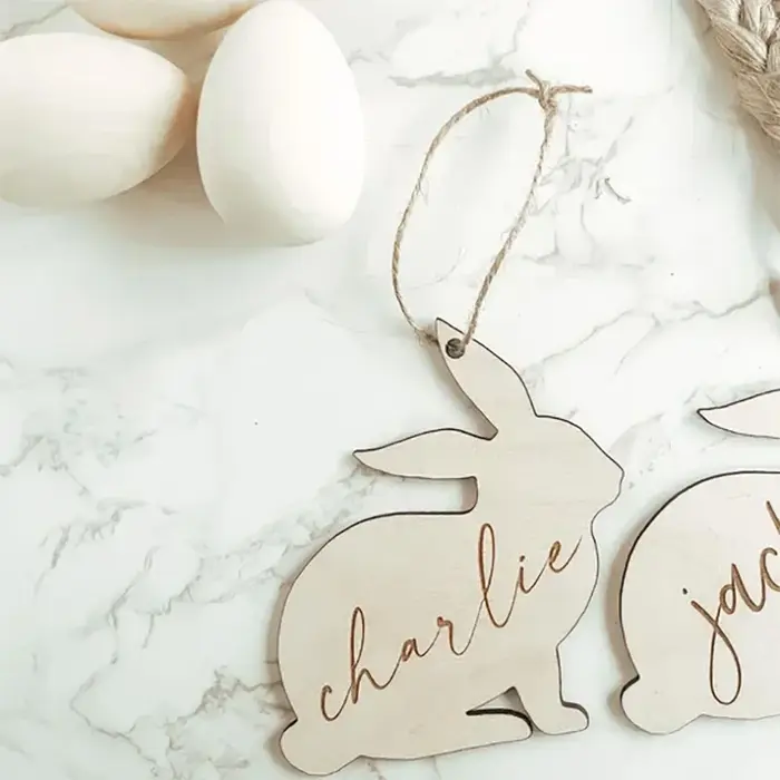 Joyeux pâques fête oeuf chasse panier seau sac nom étiquette ornement famille enfant garçon fille ca