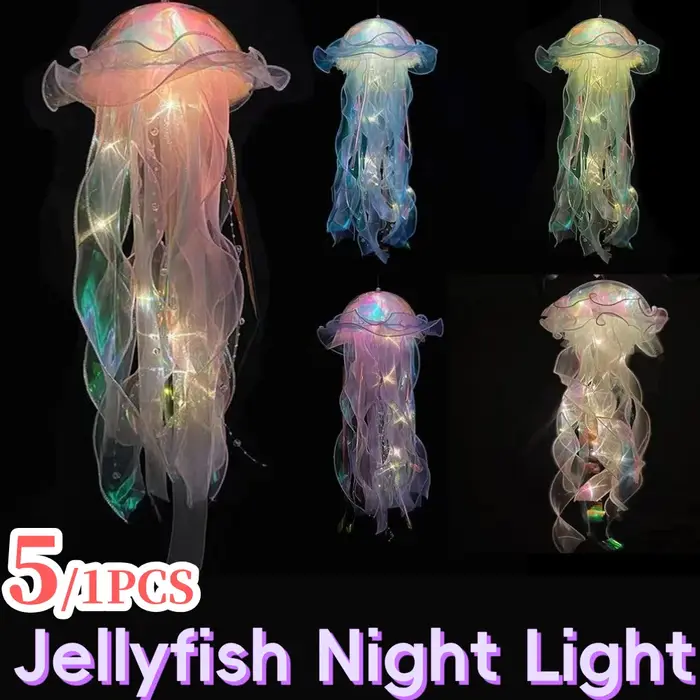 5-1 pièces RGB méduse lampe colorée veilleuse méduse atmosphère lumière lampe suspendue plafond lant